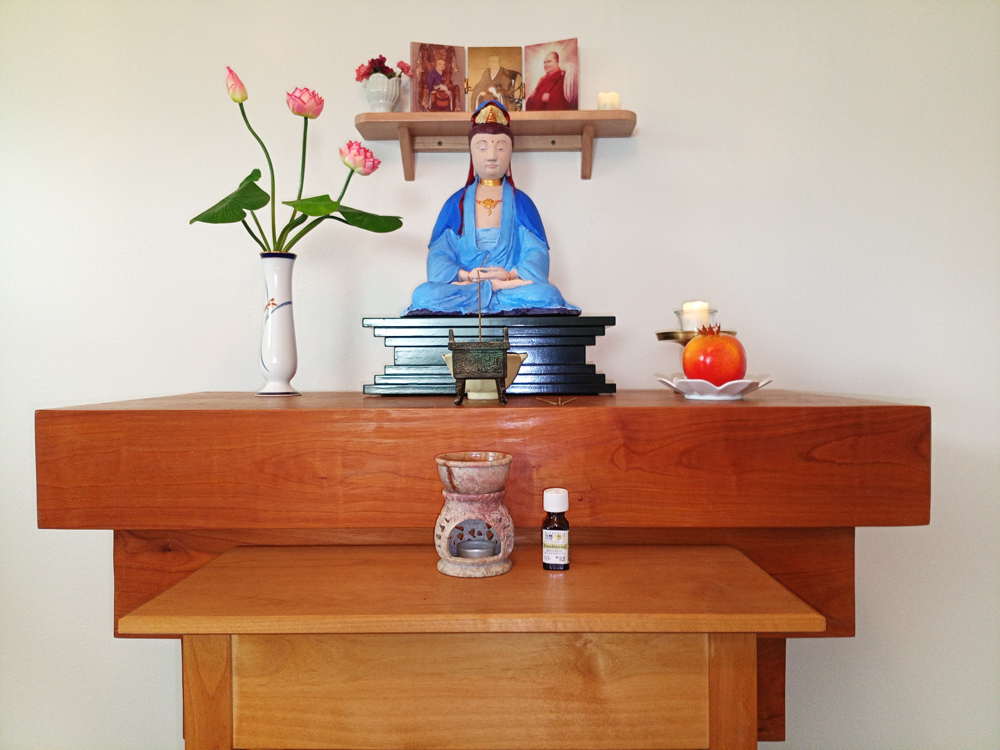 Close-up of altar in Kuan-Yin Meditation Hall